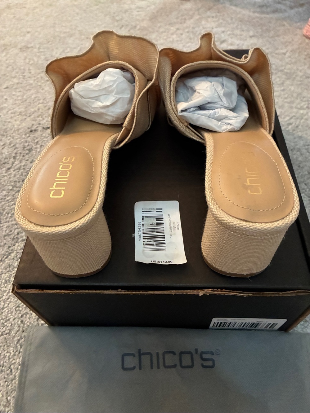 Chico's Beige Ruffle Slide Mules - Picture 4 of 4